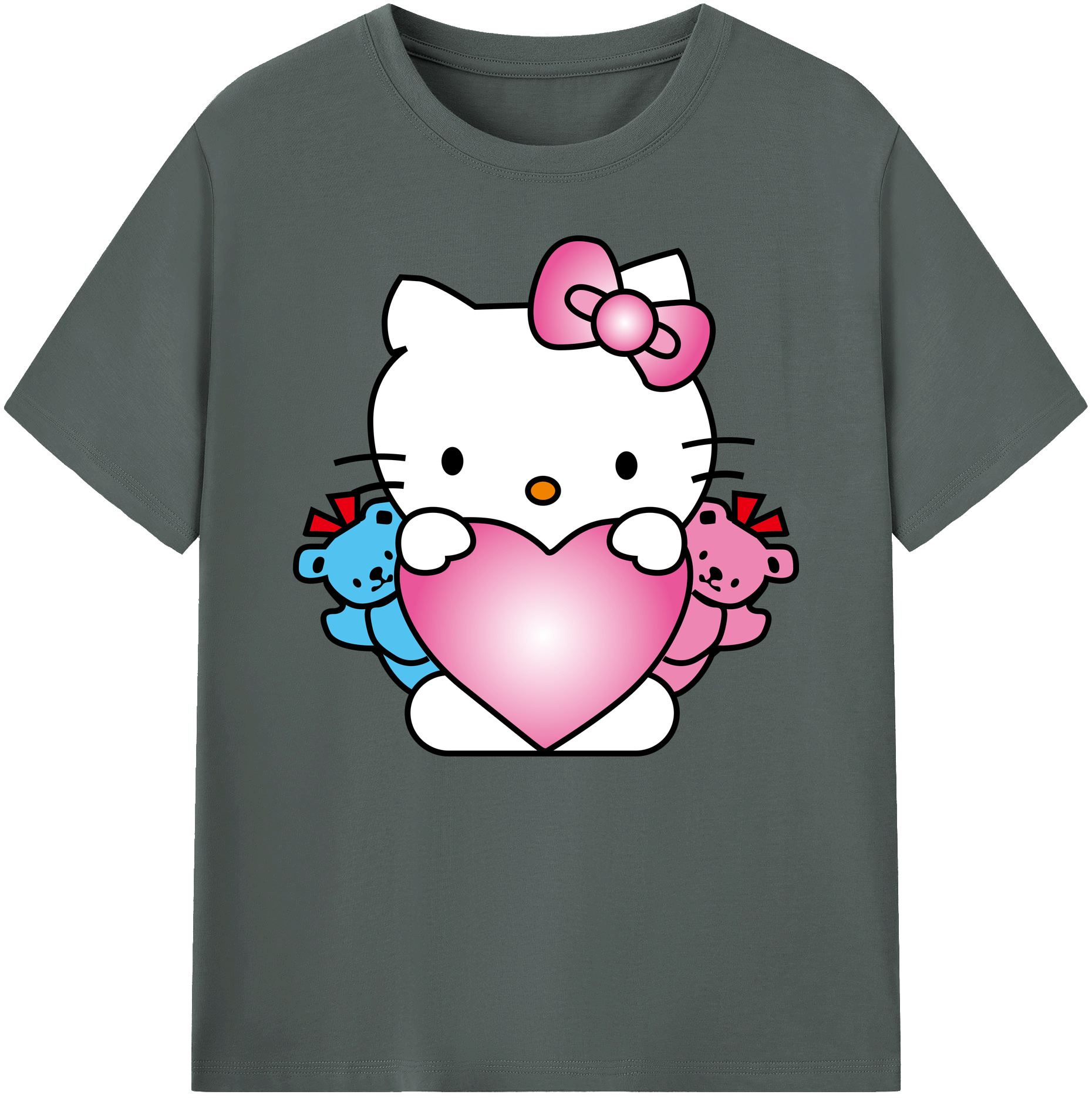 （画像用） Hello Kitty ハローキティ 綿100％ メンズ半袖Tシャツ｜肌触りやわらか＆通気性